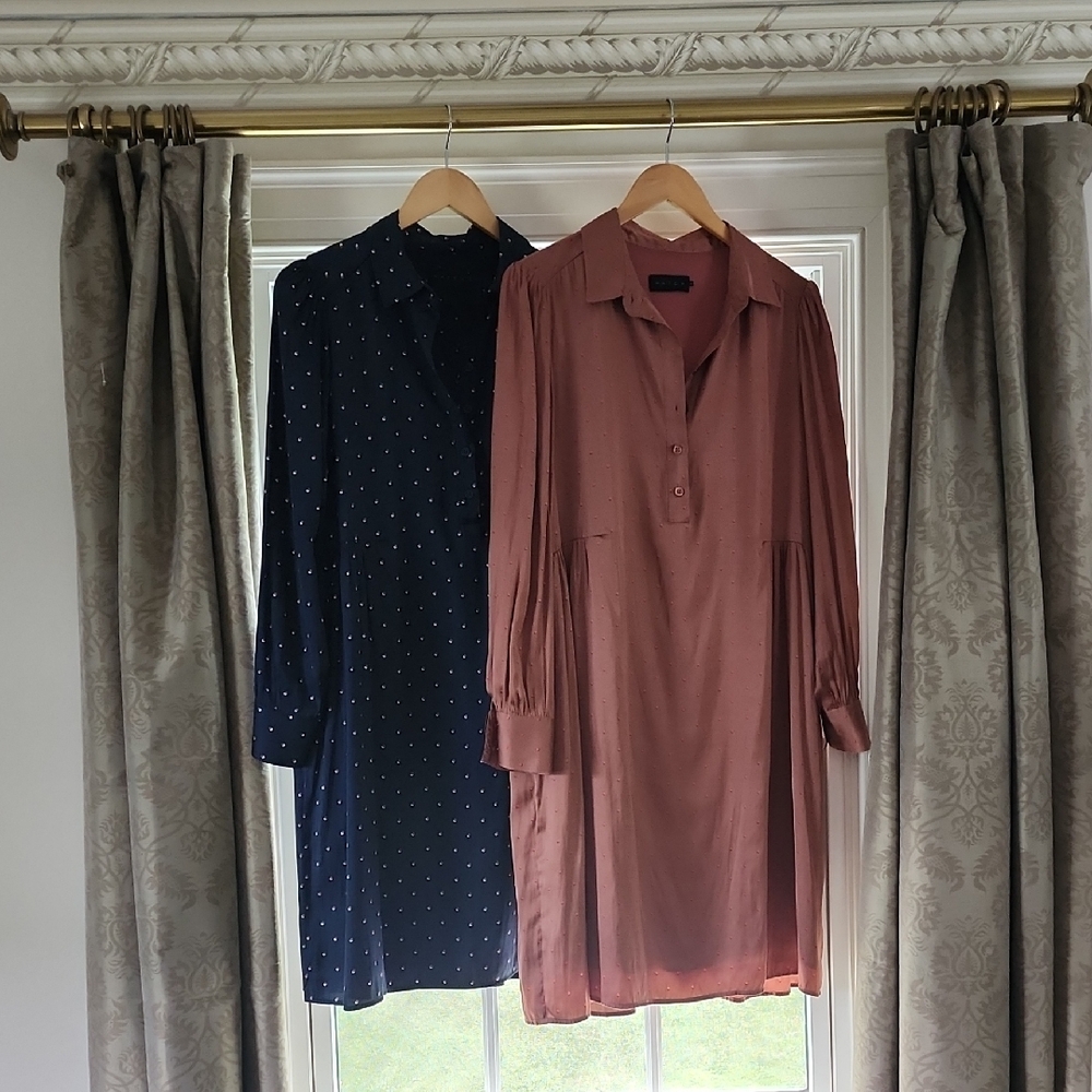 Hatch Bundle Navy Polka Dot and Mauve Long Sleeve Dresses
